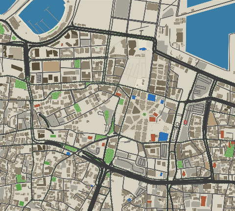 Top-down map of Beirut Downtown