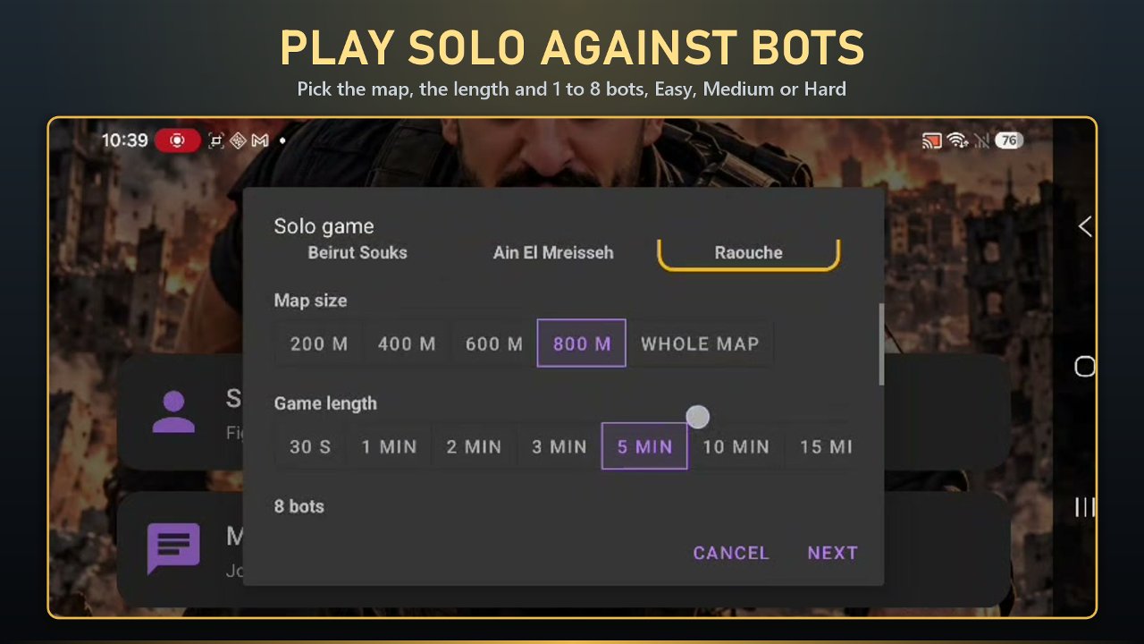 Setting up a solo game against bots